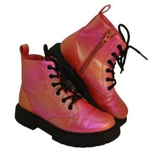 Art Class Girls Pink Pearlescent Combat Boots - Size 1